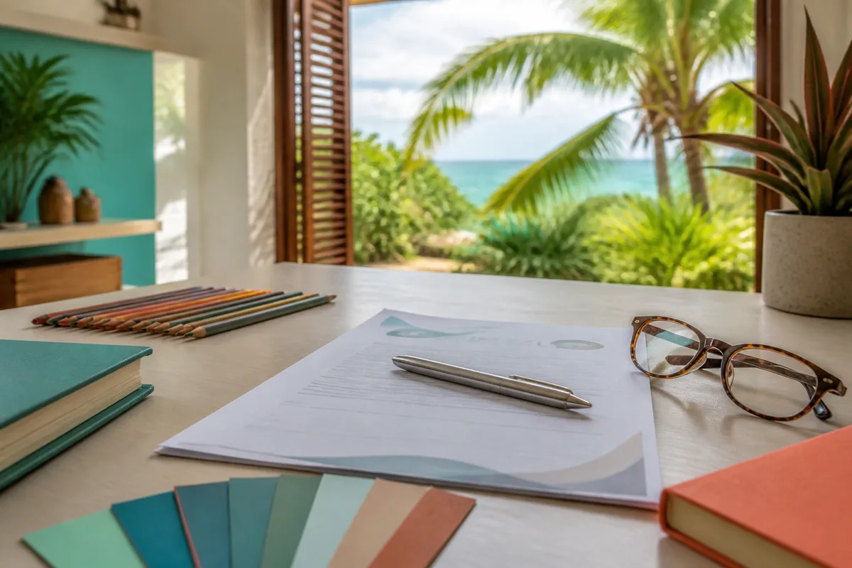 Contrat de prestation web posé sur un bureau avec un stylo et des lunettes