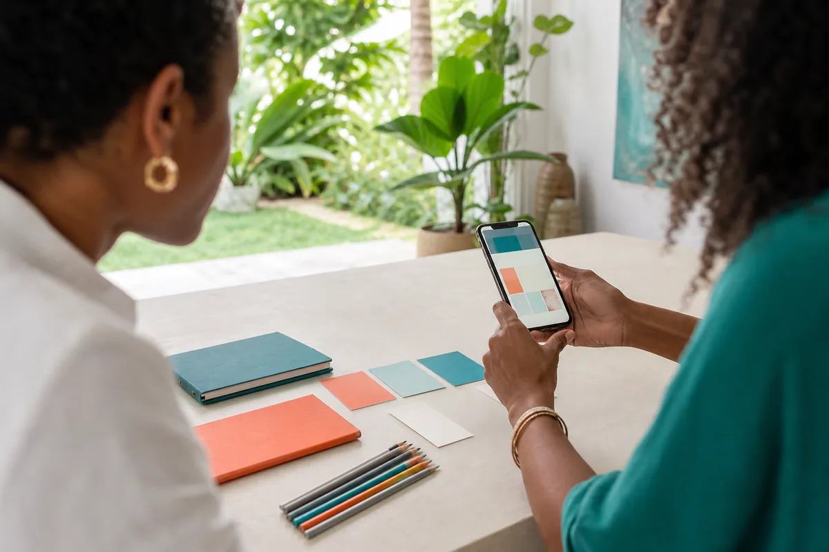 Personne observant un utilisateur naviguer sur un site depuis un téléphone
